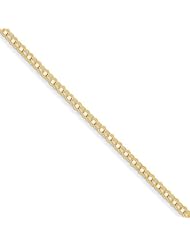 14k Yellow Gold 7in 3mm Solid Double Link Charm Bracelet. Metal Wt- 1.98g