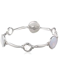 Honora "Cloud" White Freshwater Cultured Pearl and Crystal Bangle Bracelet, 7.5"