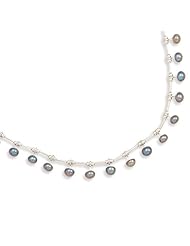 Liquid Silver with 15 Peacock Cultured Freshwater Pearls Necklace