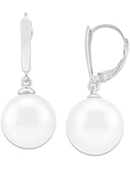 South Sea White Pearl Earrings in 14K White Gold (13-14mm)