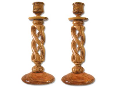 Best Cheap Pair of Olive Wood Hollow Twist Candle Holders