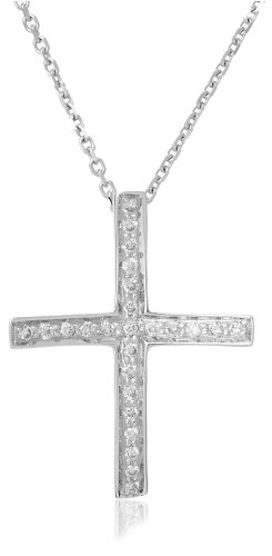 Miore Simple 18ct White Gold Cross Pendant set with 25 (0.15ct) Diamonds on a 42cm Chain. M0820W