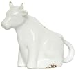 Stoneware Pottery Distressed White Sitting Cow Creamer 6"L 5"H, 6oz Set of 2