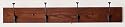 Amish Oak Wall Coat Rack Hanger 4 Wrought Iron Hooks- 32.5"