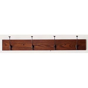 Amish Coat Rack - Cherry- with 4 Wrought Iron Hooks- 32.5