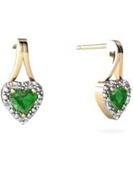 Genuine Emerald 14kt Yellow Gold Earrings