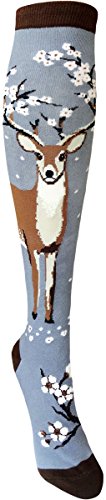 ModSock Womens Antler Blossoms Knee Socks 6-10 Dusk Gray