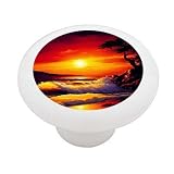 Beach at Dusk Decorative High Gloss White Ceramic Drawer Knob