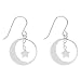 Sterling Silver Small Moon and Star Drop Earrings