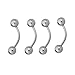 BodyJ4You Eyebrow Piercing CR 16G Lot of 4 Eyebrow 16 Gauge Stainless Steel (1.2mm) 4 Pieces