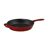 Tramontina Gourmet 12 Inch Cast Iron Saute Pan with Helper Handle, Red Enamel