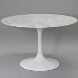 48 Saarinen Style Tulip Dining Table with White Marble Top - Ships in 24 Hours with Money Back Guarantee!