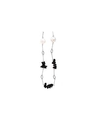 Sterling Silver Onyx and Coin Pearl Necklace - 48