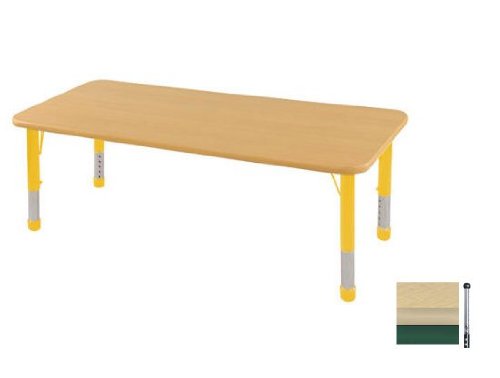 Early Childhood Resource ELR-14109-MMGN-SB 24 in. x 72 in. Maple Rectangular Adjustable Activity Table with Maple Edge and Green Standard Leg Ball Glides
