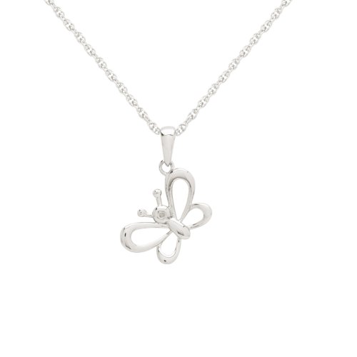 31hDWde4uHL Sterling Silver Jewelry: Sterling Silver Children's Butterfly Pendant 13+3" Extender