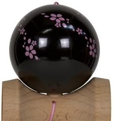 Ozora JKA Official Kendama, Sakura Black with Pink Cherry Blossoms, Includes Extra Pink Ozora String