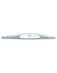 Sterling Silver Medical Alert ID Figaro Chain Bracelet - Length 7 Inch