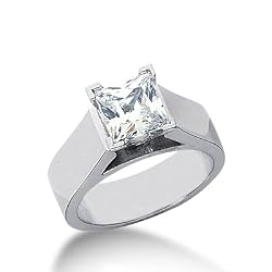 0.50 Ct Diamond Solitaire Ring Engagement SI3 H Princess Cut 14k