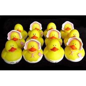 One Dozen (12) Rubber Ducky Duck Baby Shower Party Favors GIRL Pink