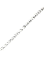 Sterling Silver 4.25mm Diamond-cut Rope Chain - 24 Inch