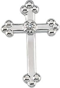 14lt Yellow & White 14x9mm Diamond Cross Lapel Pin