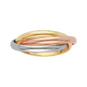 14K Tri Color Gold 3-Band Rolling Ring