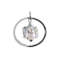 Stering Silver Clear Swarovski Cube Crystal Pendant