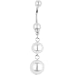 White Suave Faux Pearl Dangle Belly Ring
