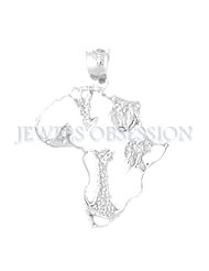 Rhodium-Plated 925 Sterling Silver Africa Pendant
