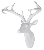 Large White Resin Stag Deer Head Wall Trophy with Antlers 46cm