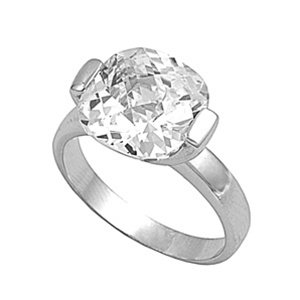 Silver Engagement Ring With CZ for Women â Size 10 Silver Engagement Ring With CZ for Women â Size 10