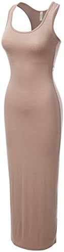 J.TOMSON Womens Sleeveless Longline Racer Back Tank Maxi Dress MOCHA M