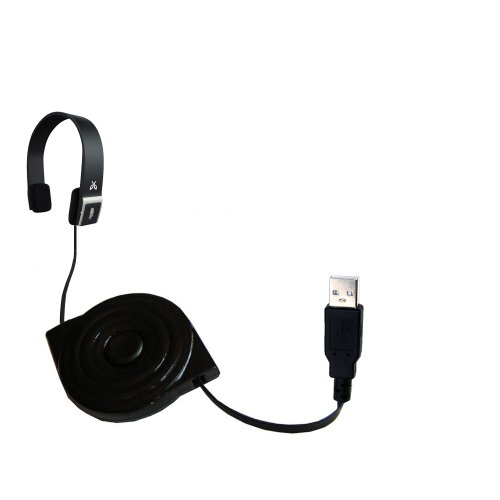 Gomadic Compact Retractable USB Charge and Data Sync cable for the Jaybird Sportsband SB1 -Two critical functions, one unique cable. Built with the upgradeable TipExchange System