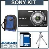 Sony Cyber-shot DSC-W350 Digital Camera Kit, – Black – with 4GB SD Memory Card, Camera Case, Table Top Tripod