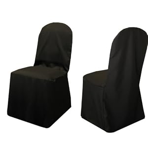 New Pack of (100) Black Wedding Banquet Chair Covers 100% Heavy Woven Polyester by Sky Enterprise USA