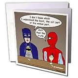 Rich Diesslins Funny General Cartoons - Super Hero Parody with Batman and Spiderman at the bar - Greeting Cards-12 Greeting Cards with envelopes