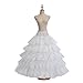 Topwedding 4 Hoops Ruffled Nylon Floor Length Half Slip Bridal Petticoat