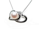 （アコヤ真珠）花珠パール5.5ｍｍ・ ラッキーアイテムシルバーSv925ペンダント[ツインハート]