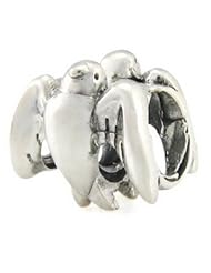 Genuine Ohm Beads (TM) Product. 925 Sterling Silver Swallows Kitties European Bead Charm. 100% Satisfaction Guaranteed.