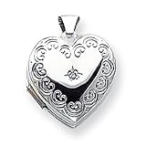 14k White Gold Diamond Heart Locket