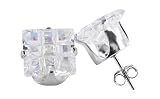 9 MM X 9 MM Set Square Clear Cubic Zirconia .925 Sterling Silver Post Back Stud Earrings
