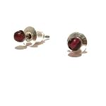 Garnet Earrings 20 Stud Red Round Ball Gemstone Silver Post Crystal 3mm