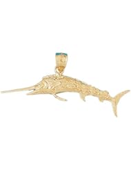 Dazzlers Solid 14k Gold Marlin Trout Fish Charm Pendant Available in three colors from jewelsberry (weights: 3.8 grams only)