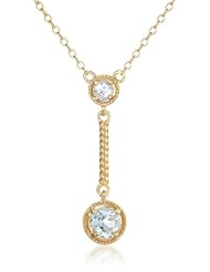 18k Yellow Gold Plated Sterling Silver Sky Blue Topaz Twisted Drop Necklace, 18"