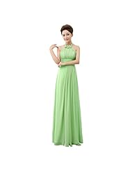 Halter Pleated Chiffon/Polyester/Viscose Floor Length Bridesmaid Dress 