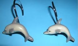 Grey Dolphins Shower Curtain Hooks