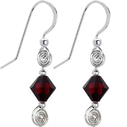 Handcrafted Austrian Crystal Garnet January Birthstone Earrings MADE WITH SWAROVSKI ELEMENTS