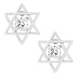 Star of David Earrings with a Clear Solitaire Cubic Zirconia
