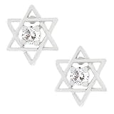Star of David Star of David Earrings with a Clear Solitaire Cubic Zirconia