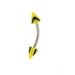 STAINLESS STEEL EYEBROW YELLOW/BLACK DESIGN Gauge: 16, Ball Size: 4mm, Length: 11mm Sold as a Pair